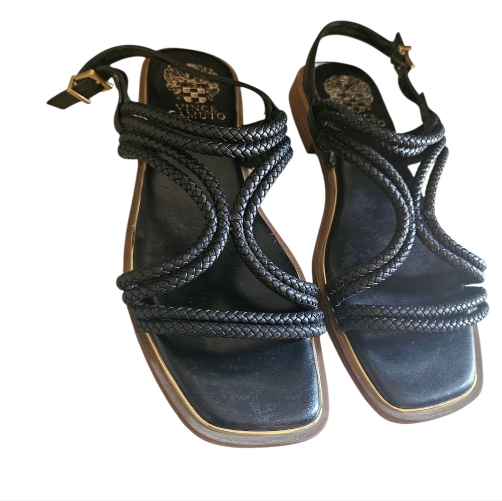 Vince Camuto Thea Braided Leather Square Toe Sandals Women 7.5M - Picture 4 of 7
